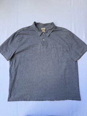 L.L. Bean Short Sleeve Button Up Shirt Gray Cotton Size 2XL